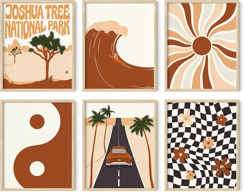 Miniatura 52 de HAUS AND HUES Arte abstracto para pared, juego de 6 arte moderno japonés para pared, decoración de pared estética, póster de mariposa y luna, obra