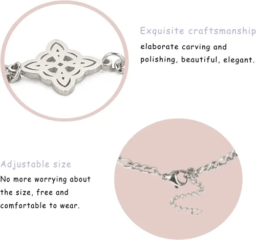 Miniatura 23 de Pulsera de nudo de bruja, nudo celta, símbolo de Wicca pagana, nudo mágico, pulsera de joyería de brujería, pulsera de acero inoxidable ajustable
