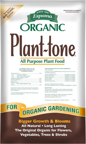 Espoma Organic Plant-Tone 5-3-3 Alimento vegetal natural y orgánico multipropósito; bolsa de 50 libras; el fertilizante orgánico original para todas