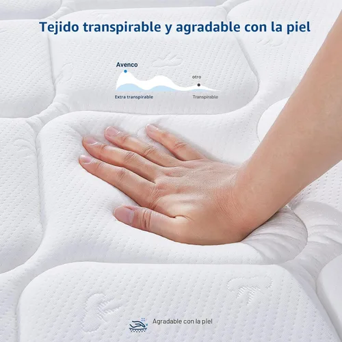 Miniatura 5 de Avenco Colchón tamaño Queen de 12 pulgadas con resortes embolsados individuales inteligentes para aliviar el dolor de espalda, tela hipoalergénica