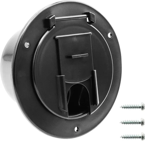 Miniatura 15 de Halotronics Escotilla redonda eléctrica de 4 1/4 pulgadas para cables de 30 amperios de RV (negra)