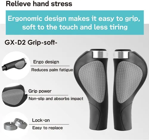 Miniatura 3 de GORIX Bicicleta Ergo Grips Bar End Cycle Lock en manillar Bicicleta de montaña MTB (GX-D2 (Edición Global))