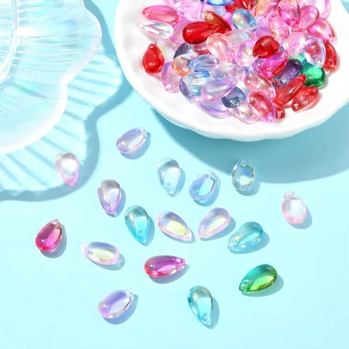 Miniatura 5 de Ipotkitt 200 dijes de cristal transparente de color aleatorio con forma de lágrima, cuentas perforadas para manualidades, aretes, collares, pulseras