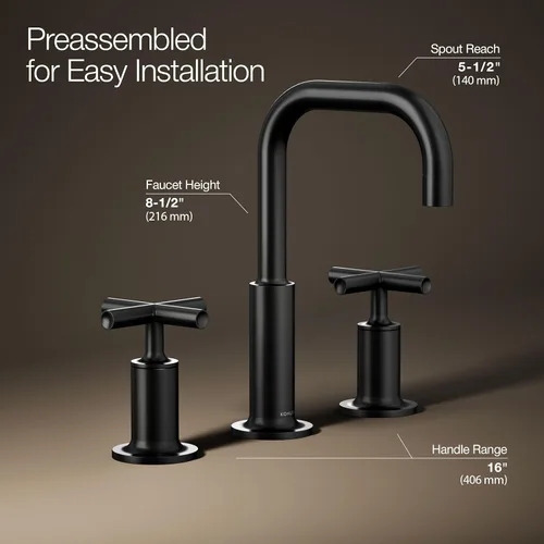 Miniatura 3 de Kohler K-14410-4-BGD Purist - Grifo para lavabo de baño con manijas de palanca baja y boquilla baja, K-14406-3-BL