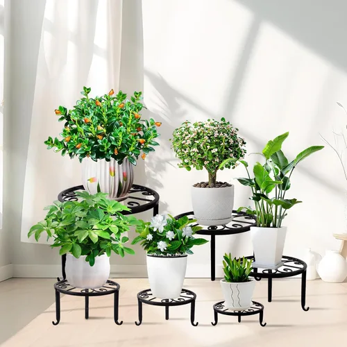 Miniatura 8 de Paquete de 6 Soportes Metálicos para Plantas, Soportes de Servicio Pesado para Macetas de Múltiples Plantas, Estante Anticorrosión para Macetas