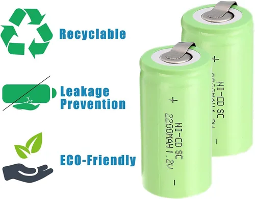Miniatura 6 de Ni-Cd 1.2V 2200MAH Batería Recargable Sub C SC Baterías (Verde* 6)