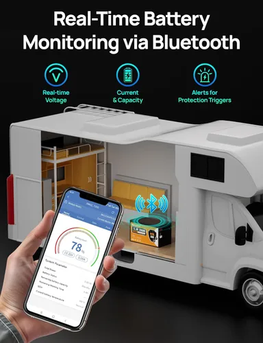 Miniatura 5 de ECO-WORTHY LiFePO4 carcasa metálica de 12 V 280 Ah batería de litio con Bluetooth, protección a baja temperatura, BMS de 200 A integrado, 3584 Wh