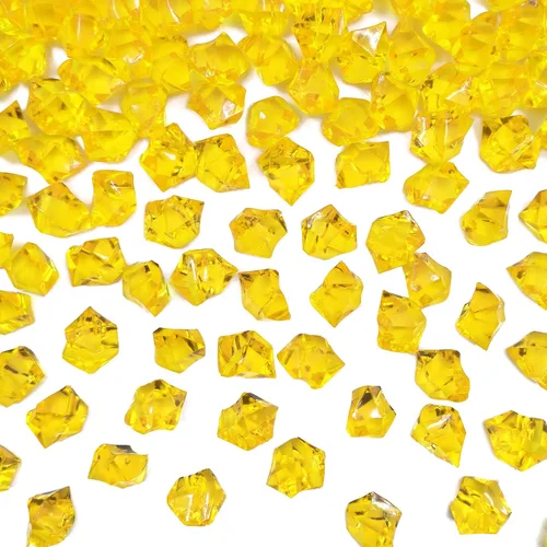Relleno de jarrón amarillo para decoración del hogar, cubitos de hielo triturados falsos, rellenos de jarrón, 150 cubos de hielo falsos