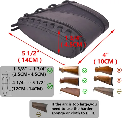 Miniatura 4 de Tas Trost Almohadilla reductora de retroceso de lona de cuero para rifles, escopetas, almohadilla antideslizante de culata Negro