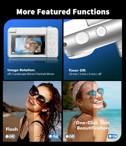 Miniatura 9 de Cámara digital nativa 4K real 21MP CMOS 64MP Imágenes Cámara de vlogging de pantalla abatible de 3 pulgadas con micrófono incorporado 16 filtros
