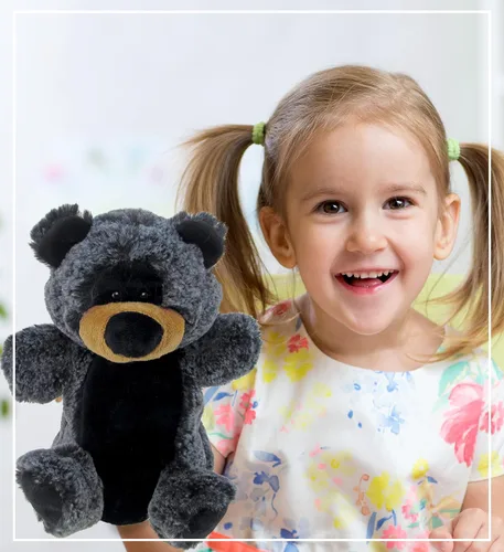 Miniatura 5 de DolliBu - Marioneta de peluche de oso negro, súper suave, juguetes de peluche de animales salvajes para niños y adultos, lindo oso de peluche negro