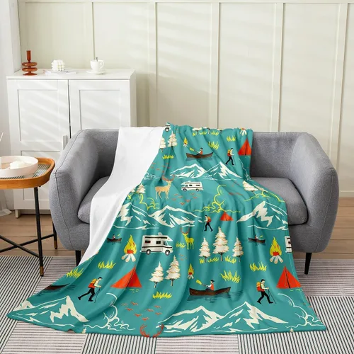 Miniatura 24 de Erosebridal American Flag Blanket 40x50 Army Green Camo Flannel Blanket for Bed Sofa Crib Bear Claw Hunting Theme Bedroom Decor Camoflage Camping