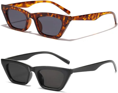 BOJOD Gafas de sol cuadradas con diseño de ojo de gato para mujer, estilo vintage, de moda, color negro