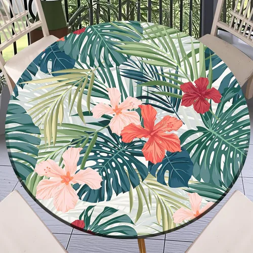Miniatura 39 de Round Fitted Tablecloth with Elastic Outdoor Table Cover Round Elastic Tablecloths for Tables Waterproof Wipeable Table Cloths for