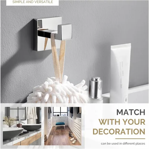 Miniatura 4 de Angle Simple Gancho para toalla de baño, SUS 304 de acero inoxidable para ducha, toalla de baño, colgador de bata, gancho de pared, cromo pulido