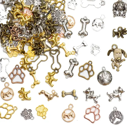 Miniatura 19 de stino 100 gramos de dijes de metal para hacer joyas, chapados en plata y oro, paquete a granel para pulseras, collares, manualidades Cruz