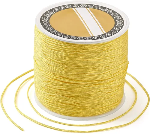 Miniatura 43 de Pandahall - Cordón de nailon para joyería de 109 yardas, cuerda de anudación china de hilo de macramé para joyería Kumihimo (vara dorada)