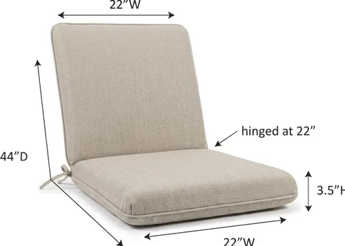 Miniatura 2 de Sunbrella - Cojín de tela para asientos profundos para patio, 44 x 22 pulgadas, con bisagras (asiento + respaldo) – Reemplazo de cojín para silla