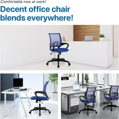 Miniatura 8 de Silla ergonómica de oficina para el hogar, silla de escritorio de malla con respaldo medio, silla de computadora con soporte lumbar, reposabrazos