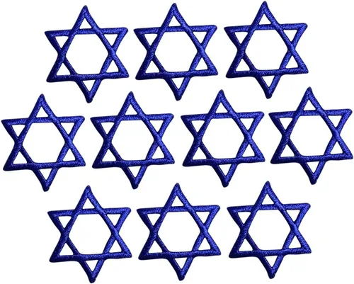 Miniatura 9 de (2 pulgadas) Estrella de David, Hanukkah, judío, bordado, parche para planchar (dorado, 1 pieza)