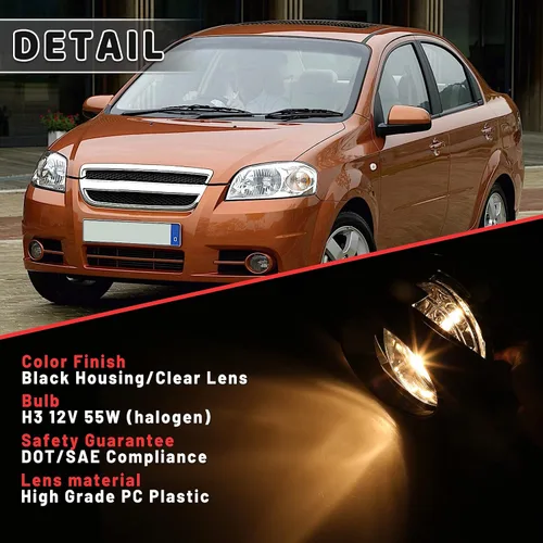 Miniatura 3 de Luces antiniebla para Chevy 2007 2008 2009 2010 2011 Chevrolet Aveo Euro Verson Asambleas de lámpara con kit de cableado 1 par