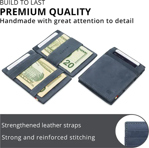 Miniatura 4 de Garzini Magic Wallet con ventana de identificación, cartera minimalista con tarjetero RFID, cartera de piel para 8 tarjetas
