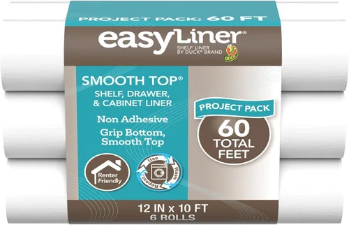 Forro EasyLiner de tope liso para gabinetes y cajones - Fácil de instalar y cortar a medida - Papel para estantes y forro para cajones no adhesivo -