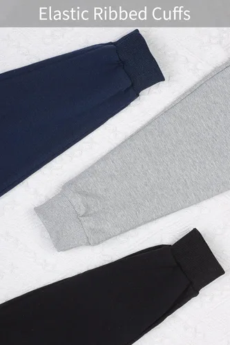 Miniatura 5 de Resinta Paquete de 3 pantalones deportivos para niños pequeños y bebés, pantalones deportivos casuales con bolsillo