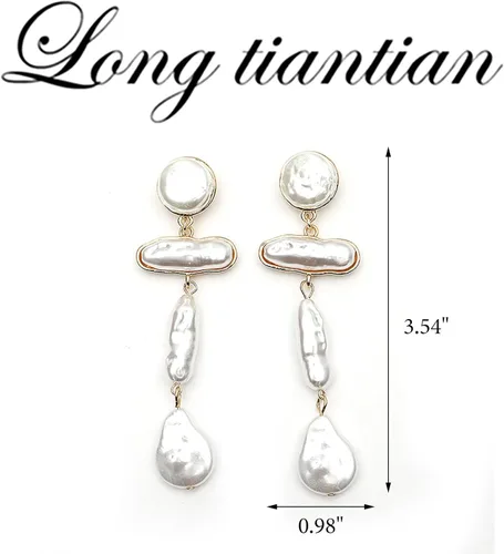 Miniatura 7 de Aretes de perlas para mujer, aretes colgantes de perlas para adolescentes y niñas, aretes de perlas, elegantes aretes de perlas, aretes colgantes