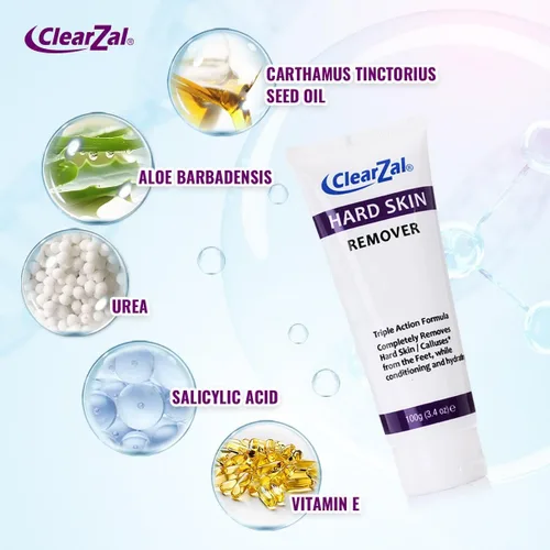 Miniatura 2 de Clearzal Crema de pies para piel dura, ayuda a eliminar callos y maíz mientras deja una piel suave y lisa, fórmula de triple acción hidratante