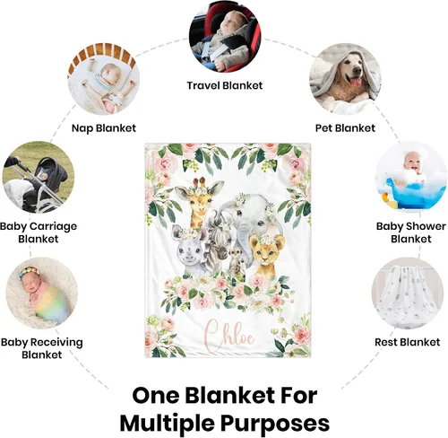 Miniatura 7 de Manta de bebé personalizada para niñas y niños, manta de bebé personalizada con nombre, mantas de regalo personalizadas súper suaves para niños