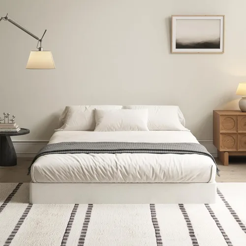 Miniatura 6 de Somier de 7 pulgadas para bases de cama matrimoniales, base de colchón de metal resistente con cubierta de tela, solo somier completo de perfil