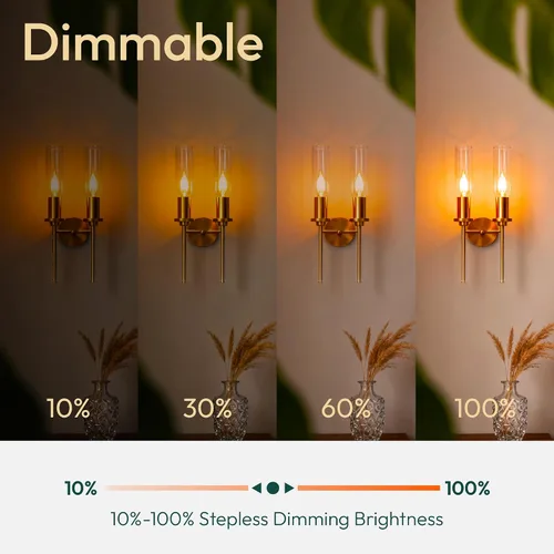 Miniatura 3 de ALAMPEVER Paquete de 6 bombillas para lámpara de techo, equivalente a 40W, foco E12 de candelabro, foco LED regulable de 330 lm, 2200 K blanco