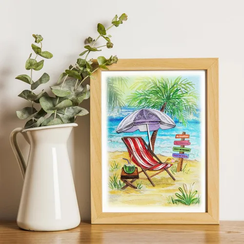 Miniatura 3 de Tarjeta de feliz jubilación, tarjeta de felicitación para compañero de trabajo, tarjeta de felicitaciones, graduación, temática de playa, arte