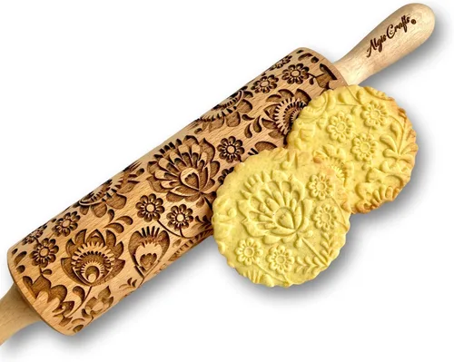 Miniatura 10 de Rodillo de Repostería con Relieve de LADRILLOS. Rodillo para Masa Grabado con Láser con Patrón de Pared para Galletas en Relieve o Cerámica por