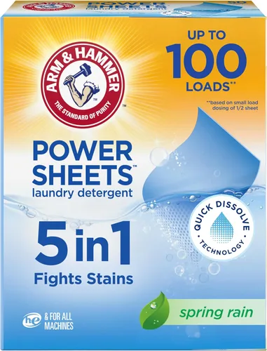 Miniatura 13 de Arm & Hammer Power Sheets Detergente para lavar, aroma fresco a brisa, sin desorden, liviano y apto para viajes, 35 unidades, hasta 70 cargas