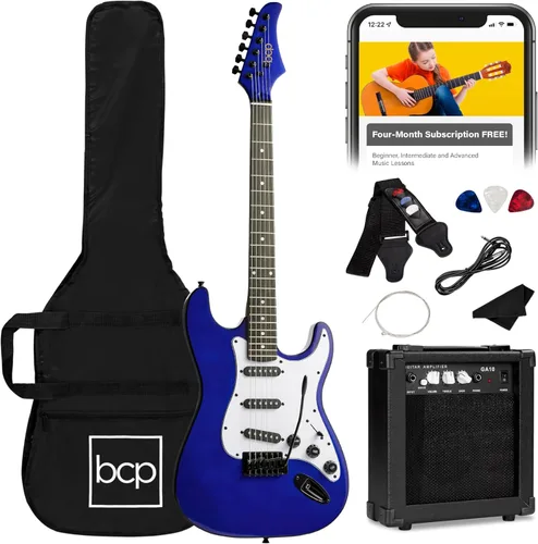 Miniatura 10 de Best Choice Products Kit de iniciación de guitarra eléctrica para principiantes de tamaño completo de 39 pulgadas con funda, correa, amplificador