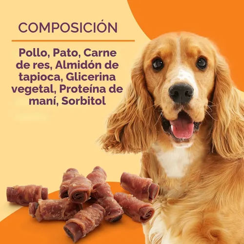 Miniatura 4 de Jungle Calling Rollos para Perros de Triple Sabor, Hechos con Carne Real de Pollo, Pato y Res, Snacks para Perros Sin Cuero Crudo, Saludables