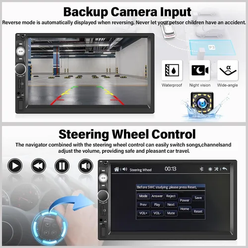 Miniatura 5 de UNITOPSCI Estéreo de auto de doble DIN con Apple CarPlay y Android Auto Bluetooth, pantalla táctil de 7 pulgadas, radio de auto de 2 DIN