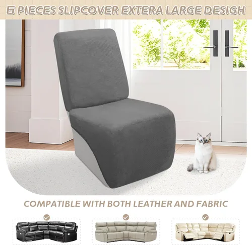 Miniatura 593 de Arfntevss Fundas de sofá seccional reclinable de terciopelo, Funda de sofá seccional de esquina para sofá reclinable, Funda elástica suave