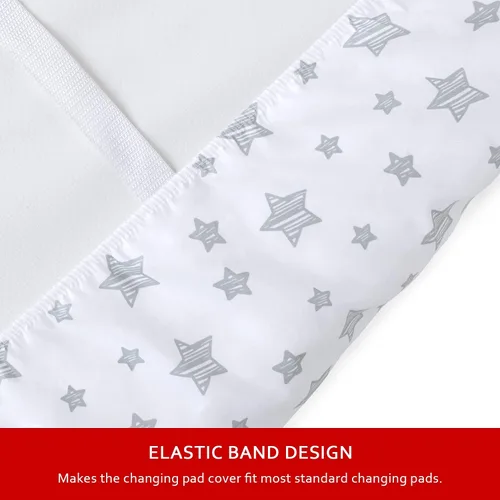 Miniatura 4 de Paquete de 2 fundas para cambiador para niñas, con estampado encantador, suave, unisex, para cambiar, se ajusta a almohadilla contorneada de 32 x 16