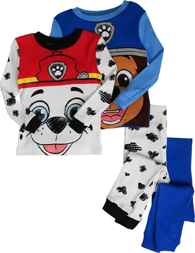 Miniatura 2 de Paw Patrol Chase and Marshall - Conjunto de pijama de manga larga para niños pequeños, 4 piezas