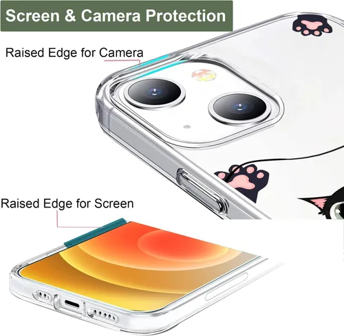 Miniatura 2 de Unov Funda para iPhone 14 iPhone 13, transparente con diseño, ajuste delgado, buen agarre, funda para teléfono en relieve, cubierta protectora a