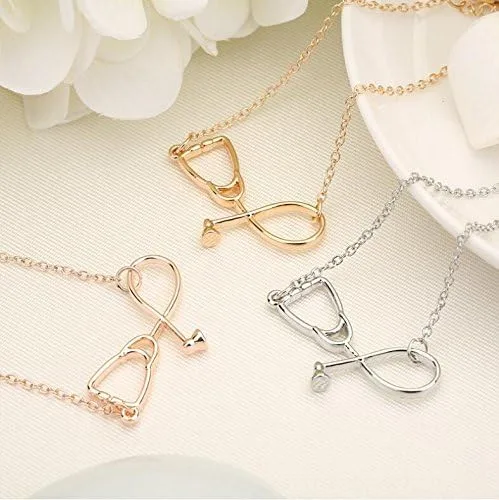 Miniatura 5 de Dcfywl731 Nurse Gifts for Women Silver Stethoscope Nurse Necklace Heart Initial Pendant Necklace Letter Necklace for Doctors and Nurses chrismtas