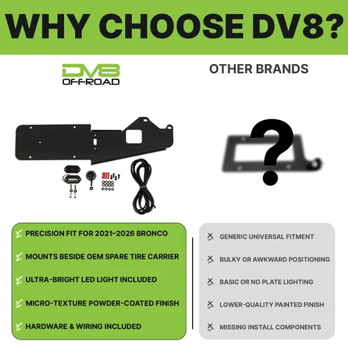 Miniatura 6 de DV8 Offroad Soporte de reubicación de matrícula trasera compatible con Ford Bronco 2021-2026 – 0.118 pulgadas de acero negro con recubrimiento