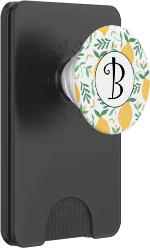 Lemon Pop Socket Black Letter B - Phone Stand Fruit PopSockets PopWallet for MagSafe
