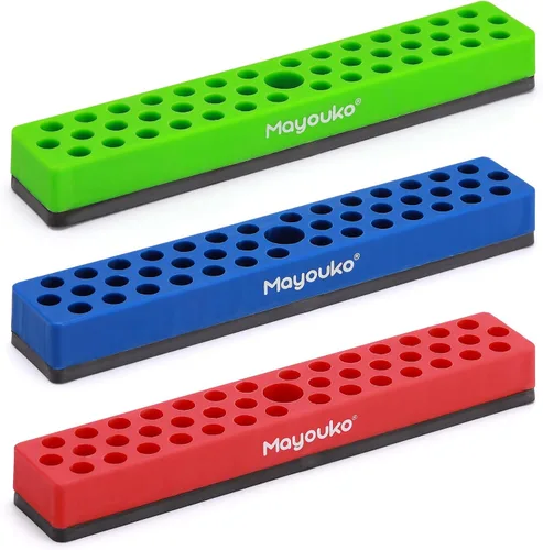 Miniatura 13 de Mayouko 6 soportes magnéticos hexagonales de 1/4 pulgadas, 258 agujeros, soporte para brocas de 1/4 pulgadas, 6 estantes, soporte magnético