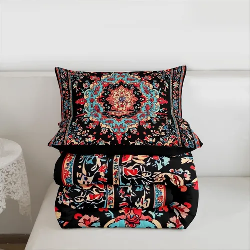 Miniatura 3 de Erosebridal Juego de edredón bohemio tamaño individual, ropa de cama floral retro para adultos, hombres y mujeres, juego de ropa de cama vintage