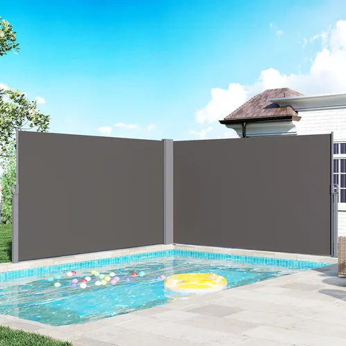 Miniatura 12 de C-Hopetree Toldo retráctil de doble cara de 236 x 71 pulgadas, para patio, impermeable, panel de privacidad para terraza, porche y balcón