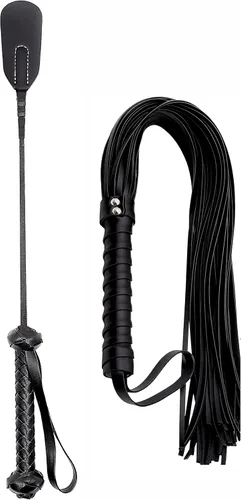 Miniatura 10 de Sex Whip 18" Black Flogger 27" BDSM Starter Kit Floggers y Paletas y Látigos Sexo Flogger de cultivos negros